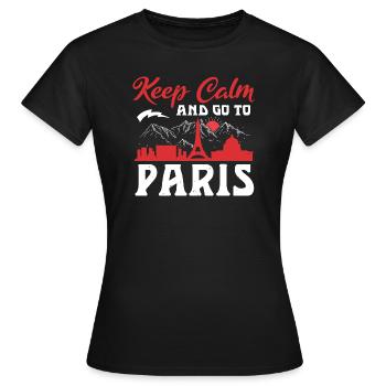 RESTEZ CALME ET PARTEZ À PARIS - T-shirt Femme - noir - Devant - AI Model Female 172 dark (172cm)