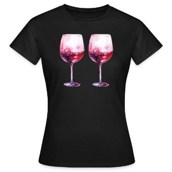 verres à vin - T-shirt Femme - noir - Devant - AI Model Female 172 dark (172cm)