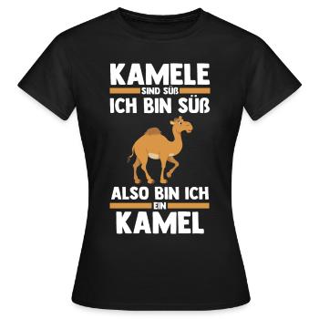 Kamel - Frauen T-Shirt - Schwarz - Vorne - AI Model Female 172 dark (172cm)