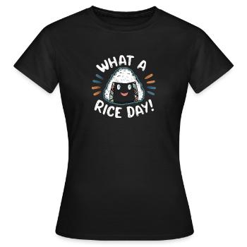 Onigiri souriant - T-shirt Femme - noir - Devant - AI Model Female 172 dark (172cm)