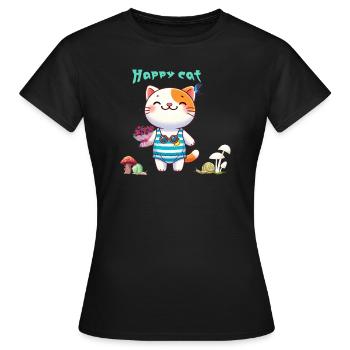Chat mignon - T-shirt Femme - noir - Devant - AI Model Female 172 dark (172cm)