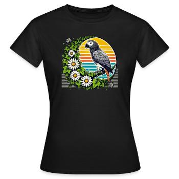 African Grey Parrot - Women's T-Shirt - black - Front - AI Model Female 172 dark (172cm)