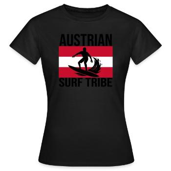 Austrian Surf Tribe Surfshirt - Frauen T-Shirt - Schwarz - Vorne - AI Model Female 172 dark (172cm)
