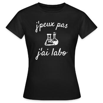 J'peux pas j'ai labo (blanc) - T-shirt Femme - noir - Devant - AI Model Female 172 dark (172cm)