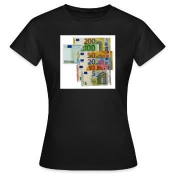 euro banknotes on white background - Frauen T-Shirt - Schwarz - Vorne - AI Model Female 172 dark (172cm)