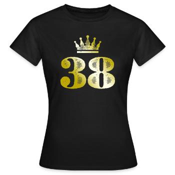38 Numéro Couronne Or - T-shirt Femme - noir - Devant - AI Model Female 172 dark (172cm)