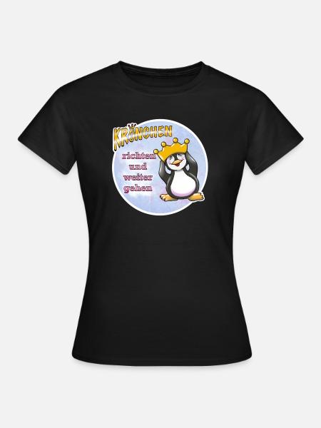 Krönchen richten Pinguin - Frauen T-Shirt - Schwarz