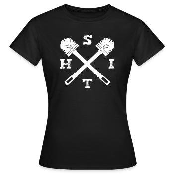 Merde caca toilette brosse politique selle toilettes - T-shirt Femme - noir - Devant - AI Model Female 172 dark (172cm)
