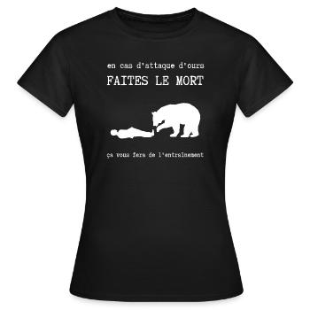 en cas d'attaque d'ours - T-shirt Femme - noir - Devant - AI Model Female 172 dark (172cm)