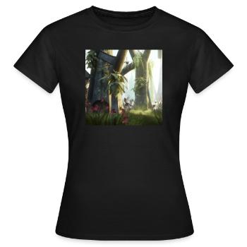 Magischer Wald - Frauen T-Shirt - Schwarz - Vorne - AI Model Female 172 dark (172cm)