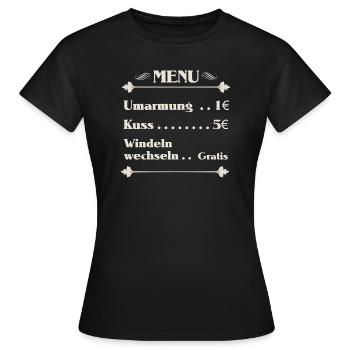 Lustiges Baby Menu - Frauen T-Shirt - Schwarz - Vorne - AI Model Female 172 dark (172cm)
