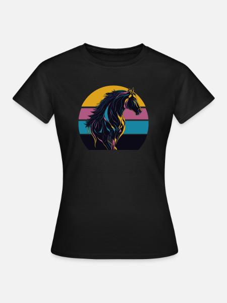 Stallion Horse Sunset - Women's T-Shirt - black