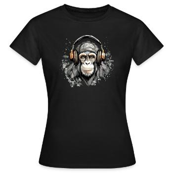 Rito le singe audiophile - T-shirt Femme - noir - Devant - AI Model Female 172 dark (172cm)