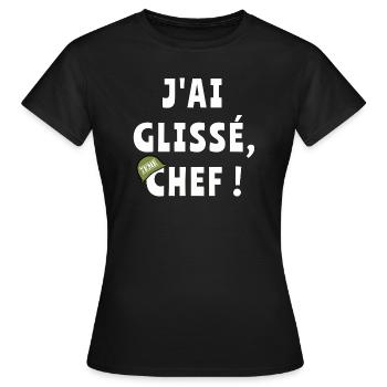J’ai glissé chef - T-shirt Femme - noir - Devant - AI Model Female 172 dark (172cm)