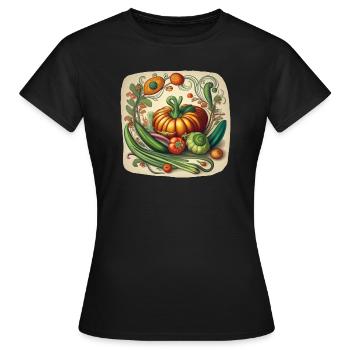 Art nouveau vegetables composition - Women's T-Shirt - black - Front - AI Model Female 172 dark (172cm)