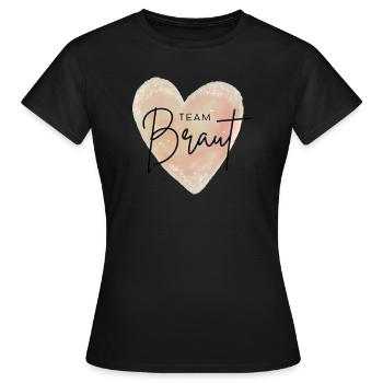 Team Braut rosa orangenes Herz, JGA - Frauen T-Shirt - Schwarz - Vorne - AI Model Female 172 dark (172cm)