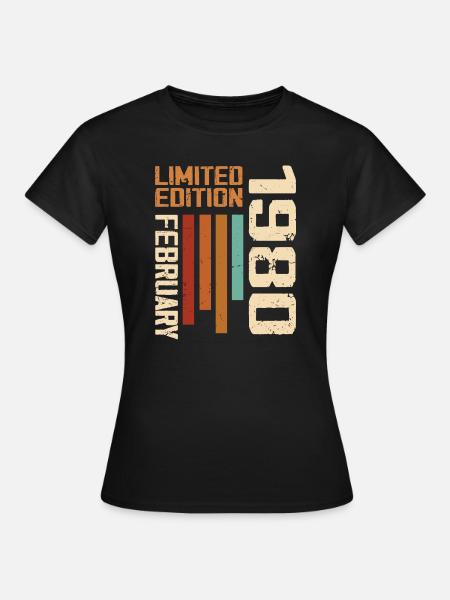 Née en Février 1980 Rétro 1980 Anniversaire - T-shirt Femme - noir