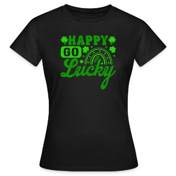 Happy Go Lucky St. Patrick's Day Niedliches grünes Skript - Frauen T-Shirt - Schwarz - Vorne - AI Model Female 172 dark (172cm)