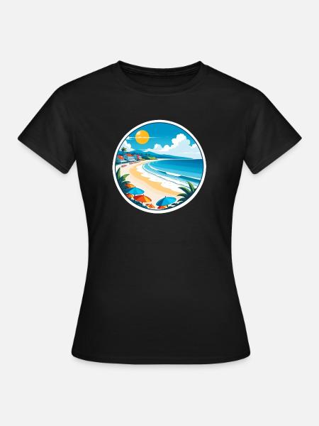 Strandurlaub Sonne Meer - Frauen T-Shirt - Schwarz