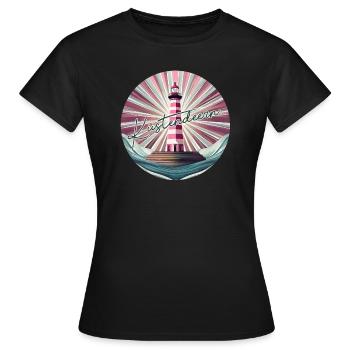 Pinker Leuchtturm - Frauen T-Shirt - Schwarz - Vorne - AI Model Female 172 dark (172cm)