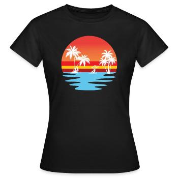 Rétro coucher de soleil été 20240712 180510 0000 - T-shirt Femme - noir - Devant - AI Model Female 172 dark (172cm)