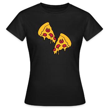 2 pizzas morceaux de fromage dégoulinant de salami - T-shirt Femme - noir - Devant - AI Model Female 172 dark (172cm)