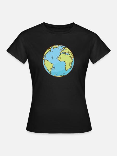 Weltkarte Erde Globus Erdkugel Symbol Kontinente - Frauen T-Shirt - Schwarz