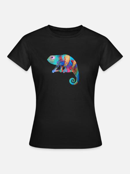 Chamäleon, graffiti, camelion, bunt,illustration, - Frauen T-Shirt - Schwarz