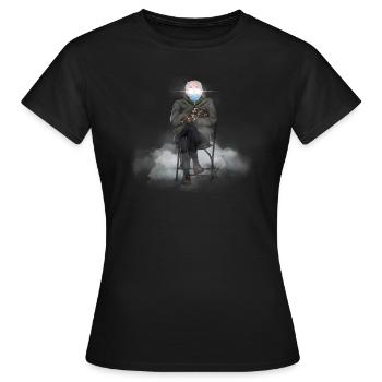 Bernie in Chair Meme - Frauen T-Shirt - Schwarz - Vorne - AI Model Female 172 dark (172cm)