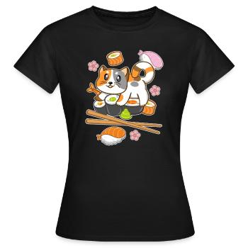 Sushi Katze - Frauen T-Shirt - Schwarz - Vorne - AI Model Female 172 dark (172cm)