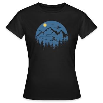 Rennrad Berge Gravel Bike Fahrrad - Frauen T-Shirt - Schwarz - Vorne - AI Model Female 172 dark (172cm)