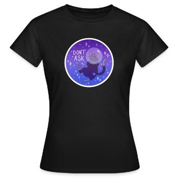 Kitty In Space - Women's T-Shirt - black - Front - AI Model Female 172 dark (172cm)