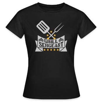 Grill Sergeant Barbecue Grillfest - Frauen T-Shirt - Schwarz - Vorne - AI Model Female 172 dark (172cm)
