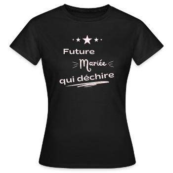 Cadeau EVJF Future mariée - T-shirt Femme - noir - Devant - AI Model Female 172 dark (172cm)