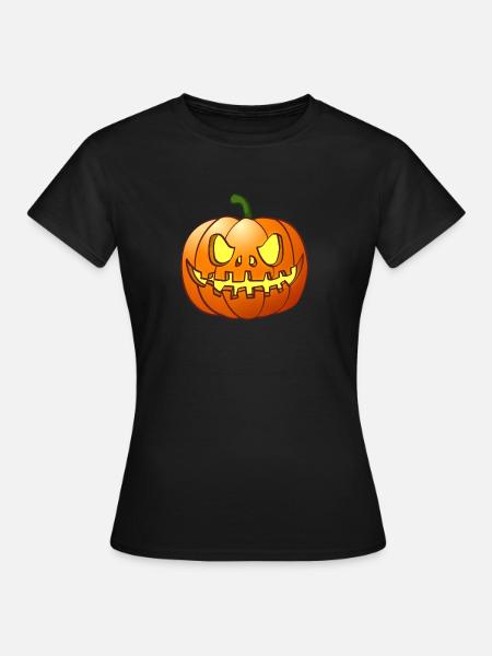 De enge Halloween pompoen lantaarn - Dame-T-shirt - sort