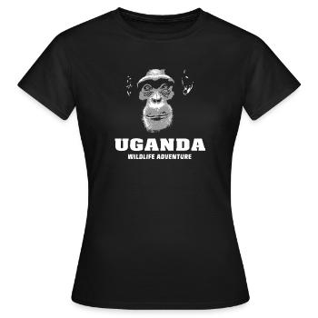 Ouganda - Chimpanzés - T-shirt Femme - noir - Devant - AI Model Female 172 dark (172cm)