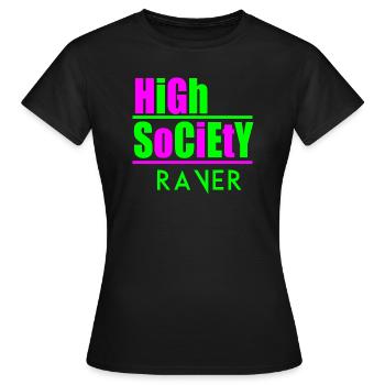 High-Society-Rave - Frauen T-Shirt - Schwarz - Vorne - AI Model Female 172 dark (172cm)