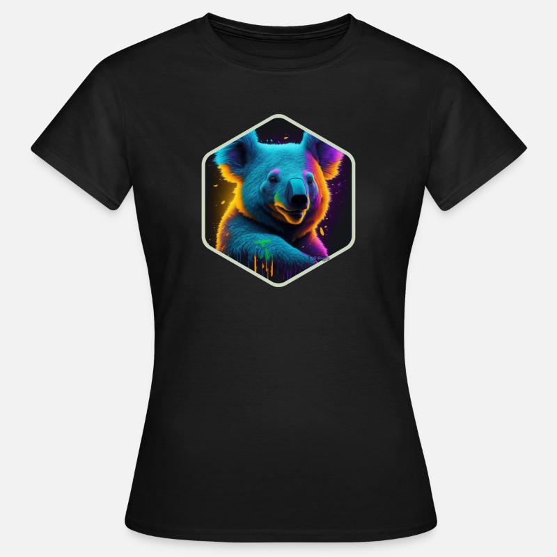 Neon-Koala - Frauen T-Shirt - Schwarz