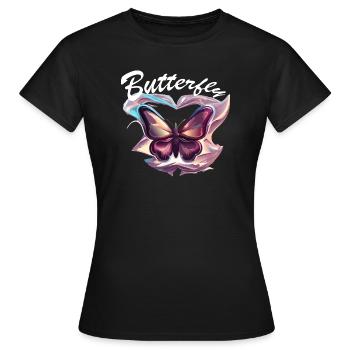 Chrom Schmetterling - Frauen T-Shirt - Schwarz - Vorne - AI Model Female 172 dark (172cm)