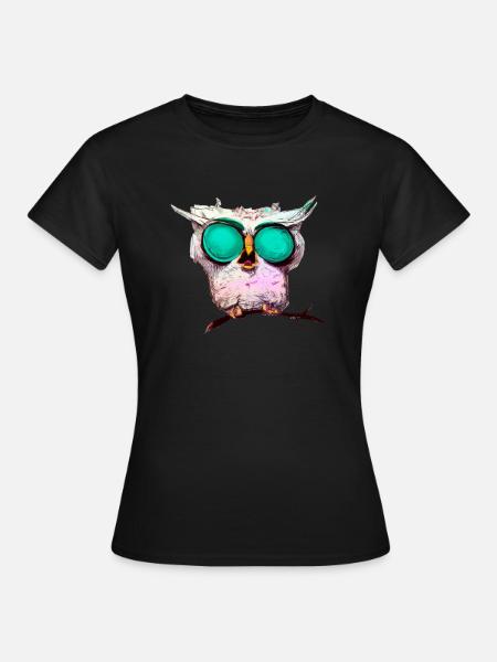 Eule _ 02 - Dame-T-shirt - sort