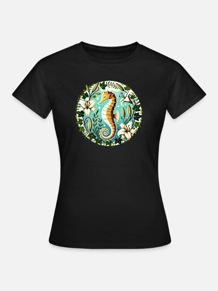Seepferdchen - Frauen T-Shirt - Schwarz
