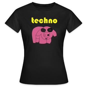 techno sau - Frauen T-Shirt - Schwarz - Vorne - AI Model Female 172 dark (172cm)