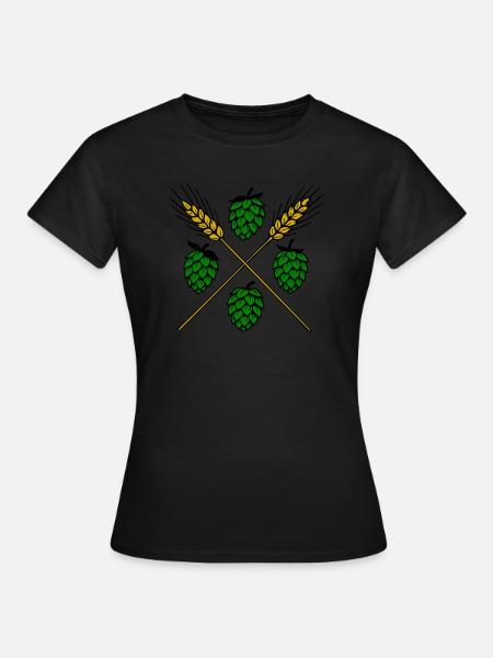 Hopfen und Gerste - Bier - Frauen T-Shirt - Schwarz