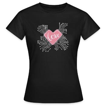 Coeur d'ordinateur de la Saint-Valentin - T-shirt Femme - noir - Devant - AI Model Female 172 dark (172cm)