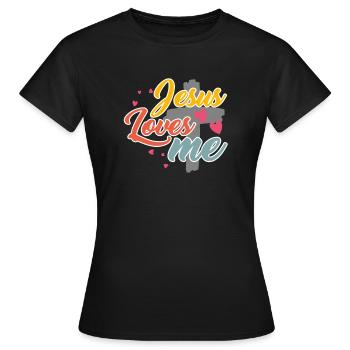 Jésus m'aime, chrétien pour les enfants - T-shirt Femme - noir - Devant - AI Model Female 172 dark (172cm)