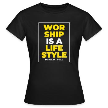 Louange - Chrétien - Culte - T-shirt Femme - noir - Devant - AI Model Female 172 dark (172cm)