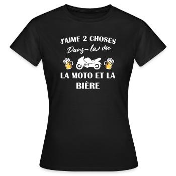 J'aime 2 choses la moto et la bière t-shirt - T-shirt Femme - noir - Devant - AI Model Female 172 dark (172cm)