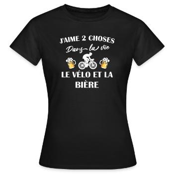 J'aime 2 choses le vélo et la bière t-shirt - T-shirt Femme - noir - Devant - AI Model Female 172 dark (172cm)