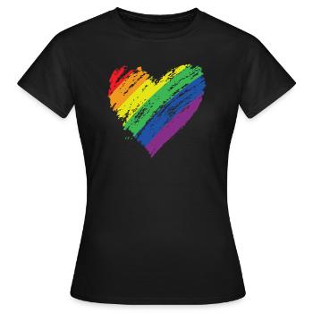 LGBT Arc-en-ciel Gay Coeur Homosexualité - T-shirt Femme - noir - Devant - AI Model Female 172 dark (172cm)
