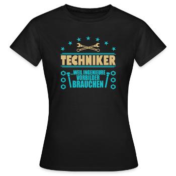 Techniker Schule Abschluss Fortbildung Ingenieur - Frauen T-Shirt - Schwarz - Vorne - AI Model Female 172 dark (172cm)